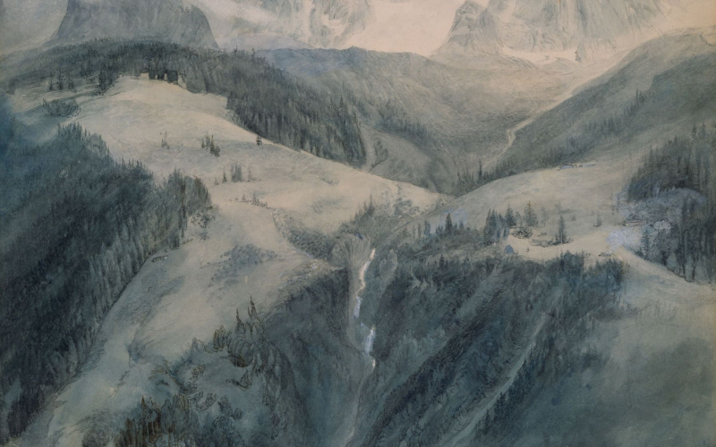 10 Cascade de la Folie, Chamonix. Artist John Ruskin.