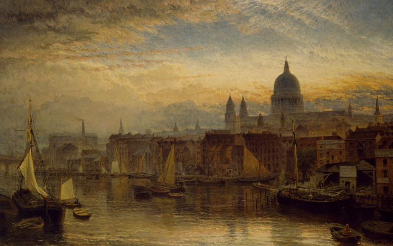 22 St Paul's from the River Thames, 1877 By Henry Dawson.