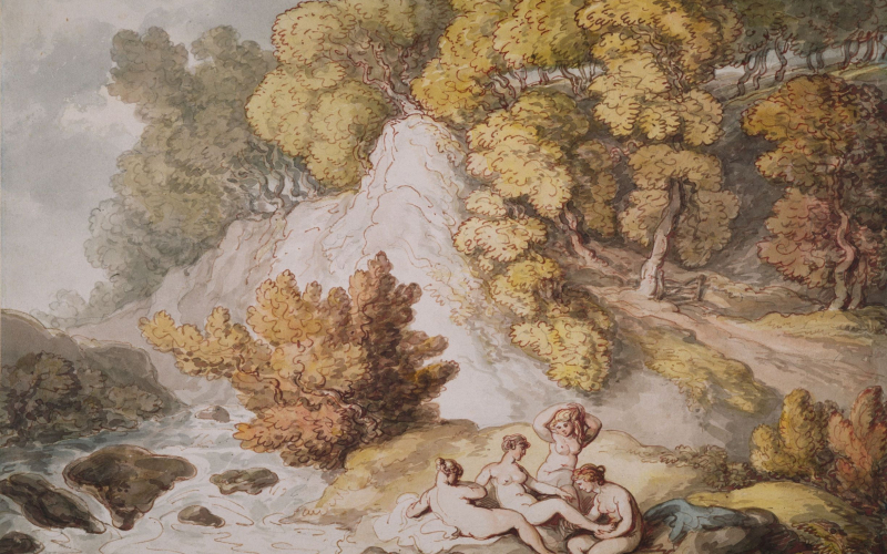 3 Landscape with Nymphs Bathing, 1795-1805 by Thomas Rowlandson.