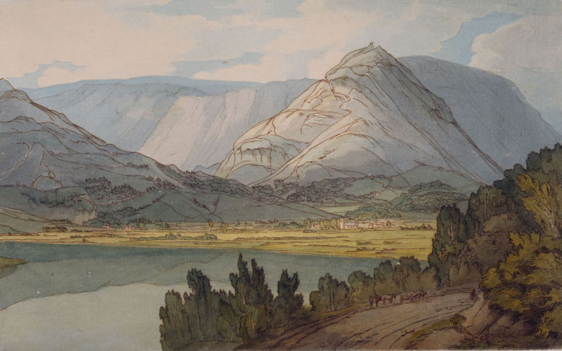 32 Grasmere From The Rydal Road, 1786, By Francis Towne In The Lake District, UK.