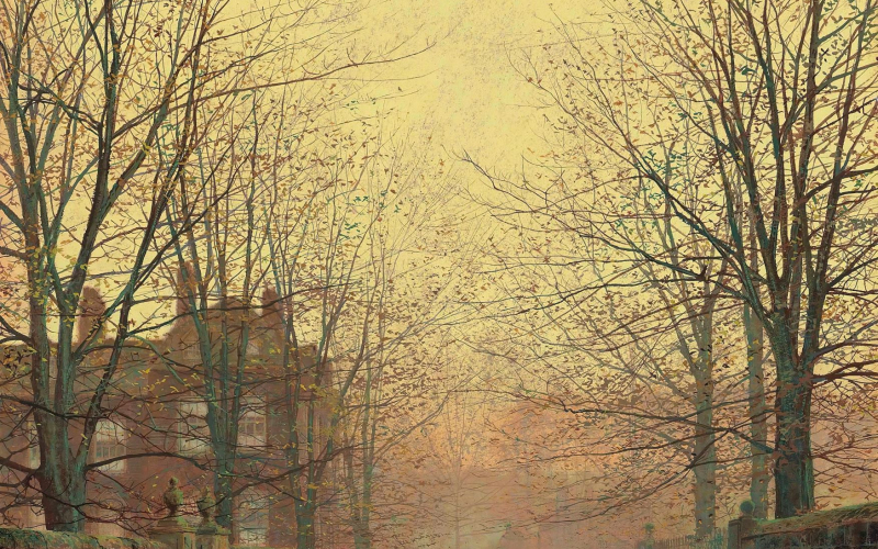 47 An Autumn Lane (1883) John Atkinson Grimshaw.