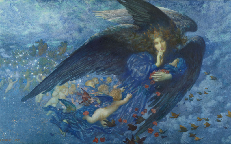 7 Night with her Train of Stars, 1912 The painting's title is derived from W. E Henley's (1849-1903) poem 'Margaritae Sorori'.