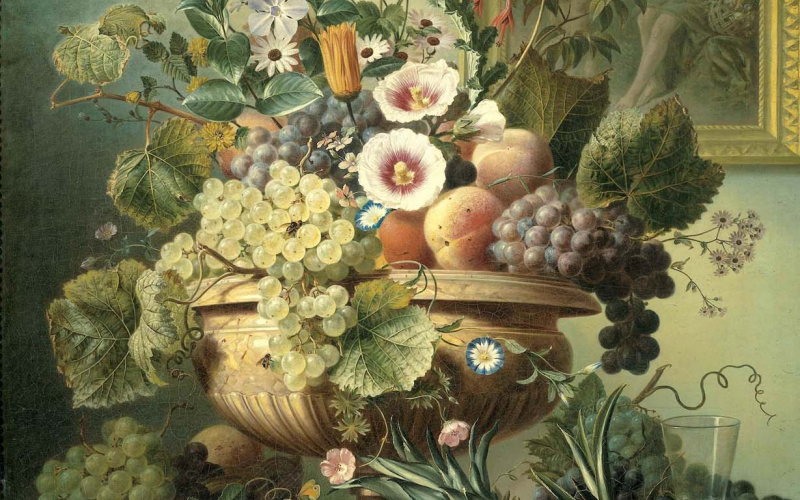 36 Title Still Life with Flowers and Fruit. Date 1815. Institution Rijksmuseum. Provider Rijksmuseum. Providing Country Netherlands. Public Domain